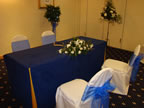 Ivory Chair Cover Blue Organza Sash